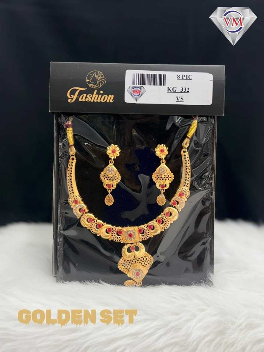 Golden finish necklace set featuring temple bloom medallion pendant and earrings