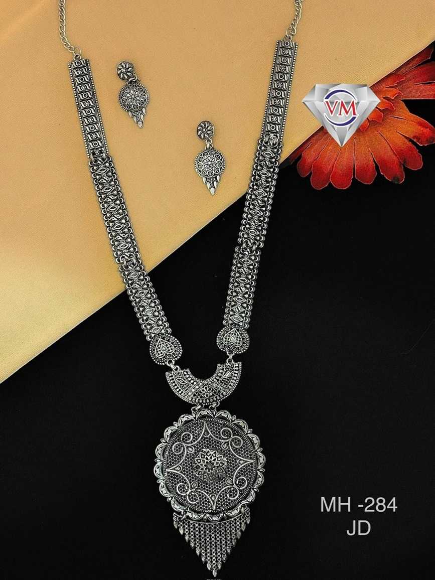 oxidized silver necklace set with mandala pendant and handcrafted detailing
