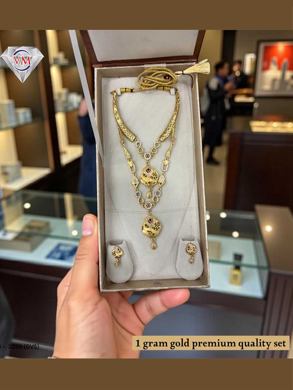 1 gram gold premium necklace set featuring designer pendants and layered chains